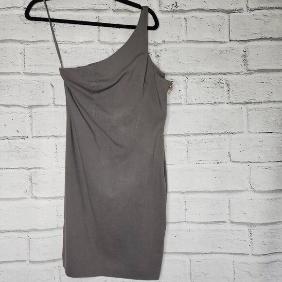 T by Alexander Wang Womens Gray Side Zipper One Shoulder Mini Dress Size Medium - Picture 1 of 9